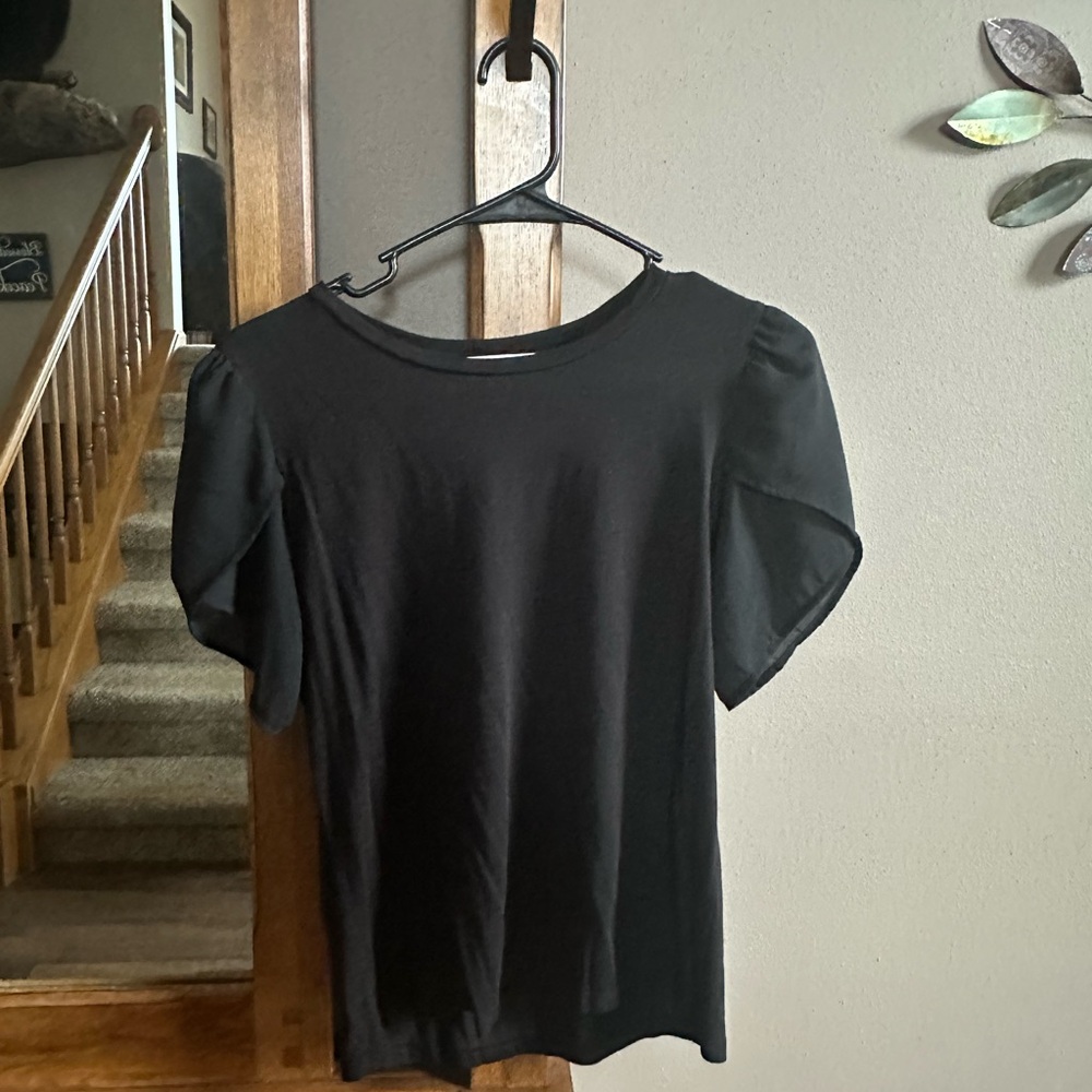 Michael Kors Black Flutter Sleeve Fitted Blouse